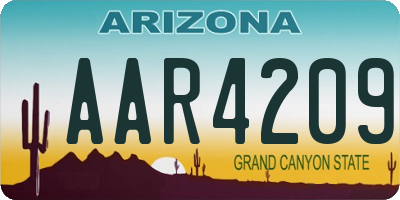 AZ license plate AAR4209