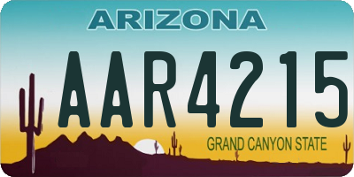 AZ license plate AAR4215