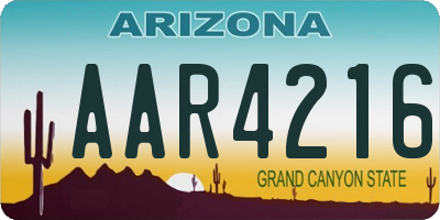 AZ license plate AAR4216