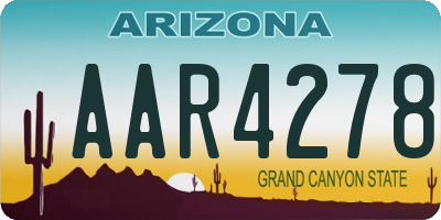 AZ license plate AAR4278