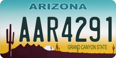 AZ license plate AAR4291