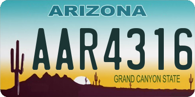 AZ license plate AAR4316