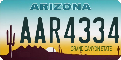 AZ license plate AAR4334