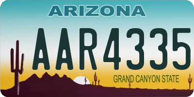 AZ license plate AAR4335