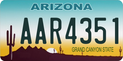AZ license plate AAR4351