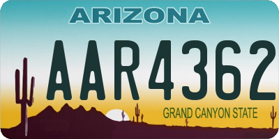 AZ license plate AAR4362