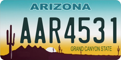 AZ license plate AAR4531