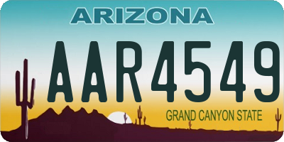 AZ license plate AAR4549