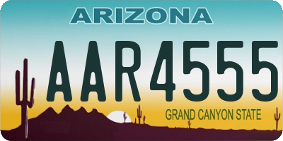 AZ license plate AAR4555