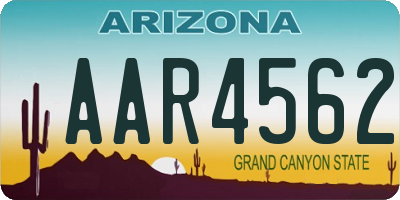 AZ license plate AAR4562