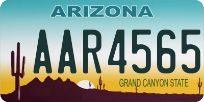 AZ license plate AAR4565