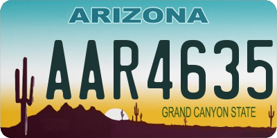 AZ license plate AAR4635