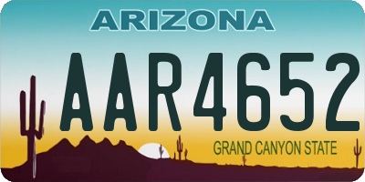 AZ license plate AAR4652