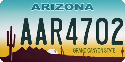AZ license plate AAR4702
