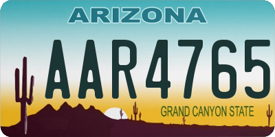AZ license plate AAR4765