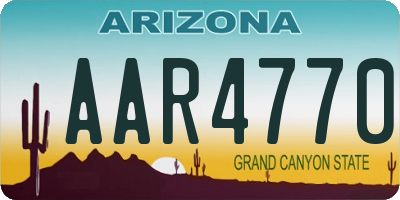 AZ license plate AAR4770