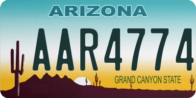 AZ license plate AAR4774