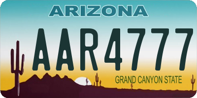 AZ license plate AAR4777