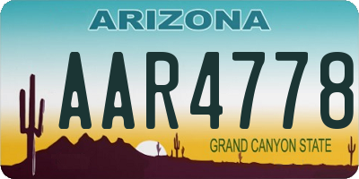 AZ license plate AAR4778