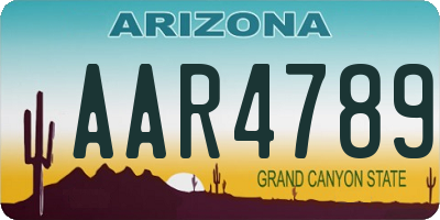 AZ license plate AAR4789