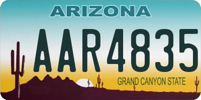 AZ license plate AAR4835