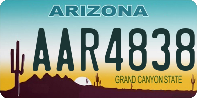 AZ license plate AAR4838