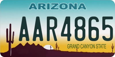 AZ license plate AAR4865