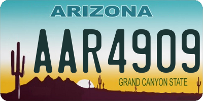 AZ license plate AAR4909