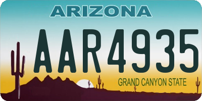 AZ license plate AAR4935