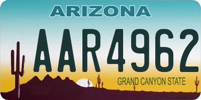 AZ license plate AAR4962