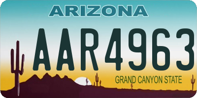 AZ license plate AAR4963