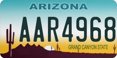 AZ license plate AAR4968