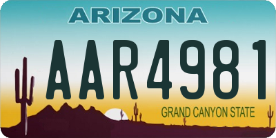 AZ license plate AAR4981