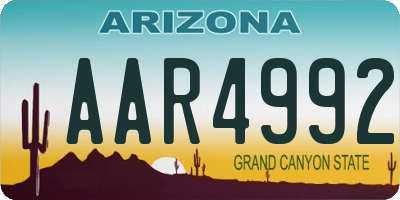 AZ license plate AAR4992