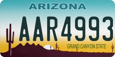 AZ license plate AAR4993