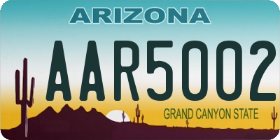 AZ license plate AAR5002