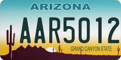 AZ license plate AAR5012