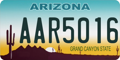 AZ license plate AAR5016