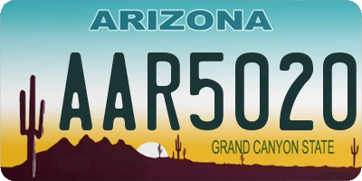 AZ license plate AAR5020