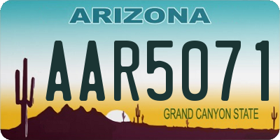 AZ license plate AAR5071