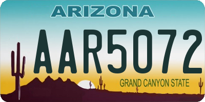 AZ license plate AAR5072