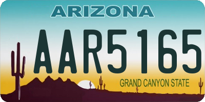 AZ license plate AAR5165