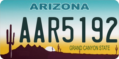 AZ license plate AAR5192