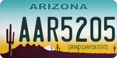AZ license plate AAR5205
