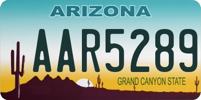 AZ license plate AAR5289