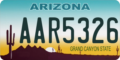 AZ license plate AAR5326