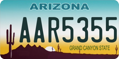 AZ license plate AAR5355