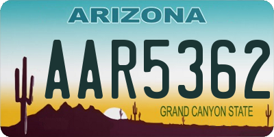 AZ license plate AAR5362