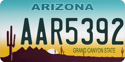 AZ license plate AAR5392