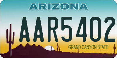 AZ license plate AAR5402